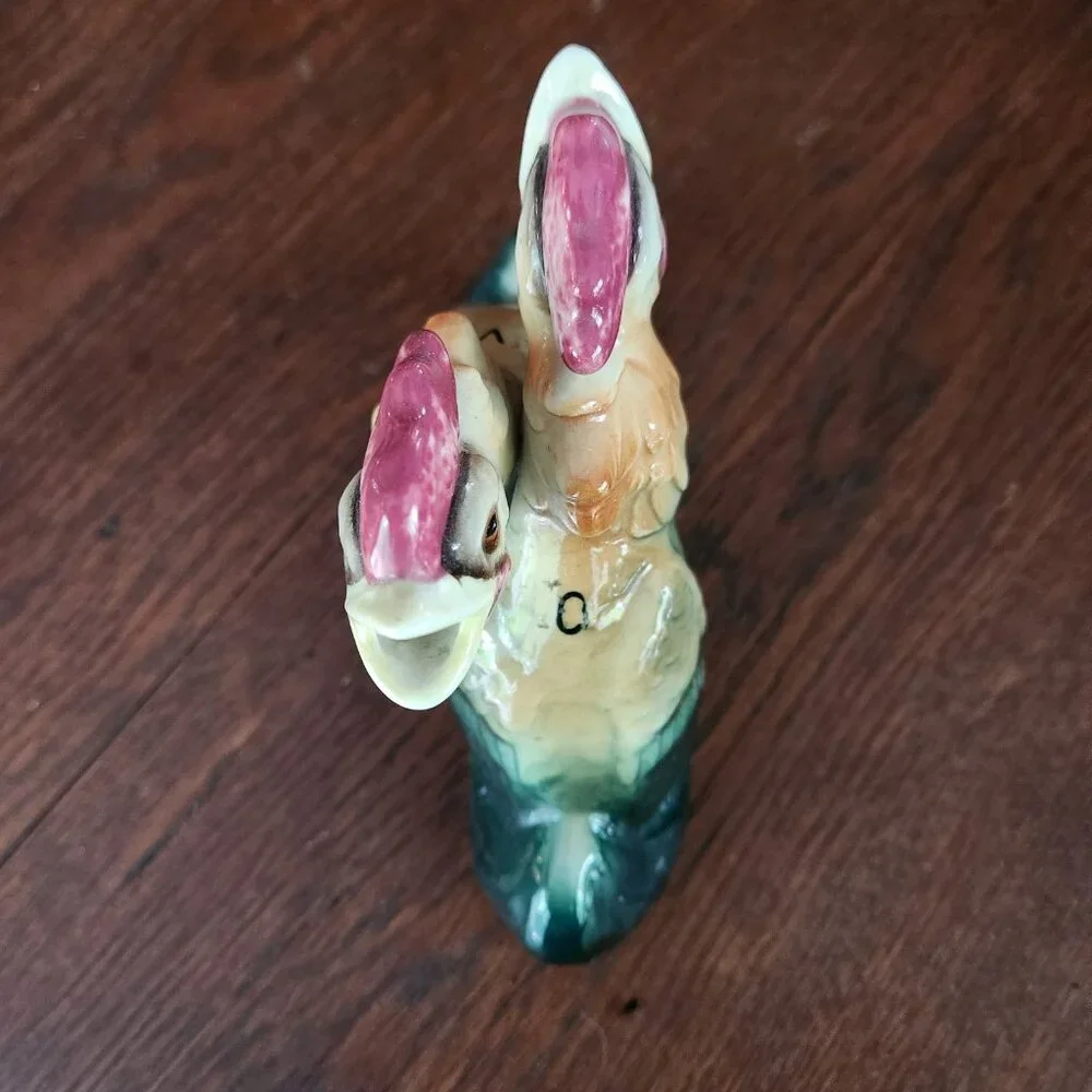 Rooster Majolica All In 1 Oil Vinegar Cruets Bottle Chicken Vintage Japan Unsign